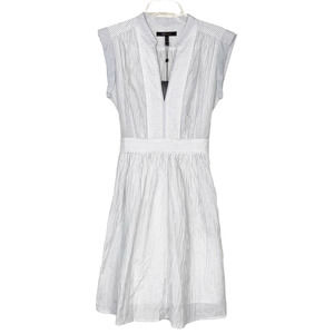 BcbgMaxazria White Gray Pinstripe Silk Blend Dress Sz 6